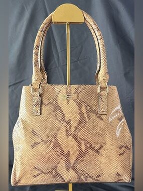 kate spade Tan Snakeskin-Embossed Patent Leather Satchel